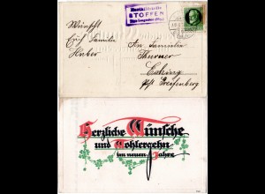 Bayern 1915, Posthilfstelle STOFFEN Taxe Lengenfeld auf Karte m. 5 Pf.