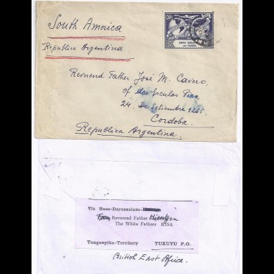 Kenya Uganda & Tanganyika, 1949 UPU Ausgabe 30 C. auf Brief n. Argentinien.#1805
