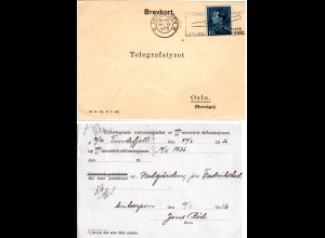 Belgien 1936, 1.75 Fr. auf Norwegen Radiotelegrafist Karte Schiff S/S Tindefjell
