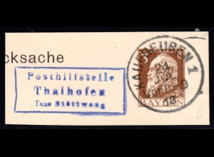 Bayern 1913, Posthilfstelle THALHOFEN Taxe Stöttwang auf Ganzsachenausschnitt