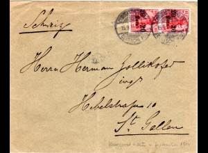DP Türkei 15.9.1914, Kriegspost Brief m. 2x20 Pa. v. Constantinopel i.d. Schweiz