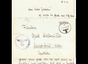 Dt. Feldpost WK II 1942, Feldpostprüfstelle Zensur Brief v. FP.Nr. 34116