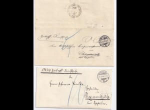DR 1893/95, Breslau Oppeln, 2 portopflicht. Dienst Brief m. 5 bzw. 10 Pf. #1720