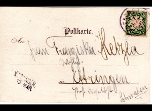 Bayern 1909, L2-Aushilfstempel ETTRINGEN, Ank.Stpl. auf AK v. München