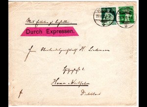 Schweiz 1910, 50+5 C. auf Express Brief v. Rheinfelden n. Deutschland.