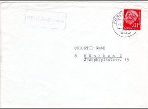 BRD 1963, Landpost Stpl. 8551 SCHLAIFHAUSEN auf Brief m. Stpl. Forchheim