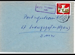 BRD 1963, Landpost Stpl. 6571 WOPPENROTH auf Brief m. 20 Pf. u. Stpl. Kirn.