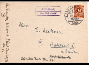 1946, Landpoststempel ELBISBACH über Bad Lausick auf Brief m. 24 Pf.
