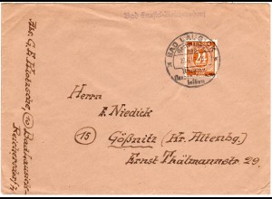 1946, Landpoststempel BAD LAUSICK-REICHERSDORF auf Brief m. 24 Pf.
