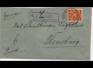 1947, Landpoststempel 24b HÖGEL über Bredstedt auf Brief m. 24 Pf.
