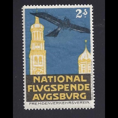 National Flug Spende Augsburg, Vignette m. Flugzeug. #1260