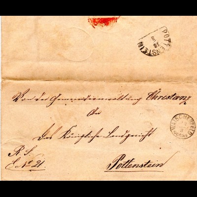 Bayern 1874, Zierstempel WAISCHENFELD klar auf Brief v. Christanz n. Pottenstein