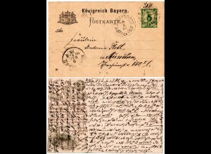 Bayern 1896, K.B. Bahnpost GRÄFB-ERLG CII auf 5 Pf. Ganzsache m. Firmenzudruck