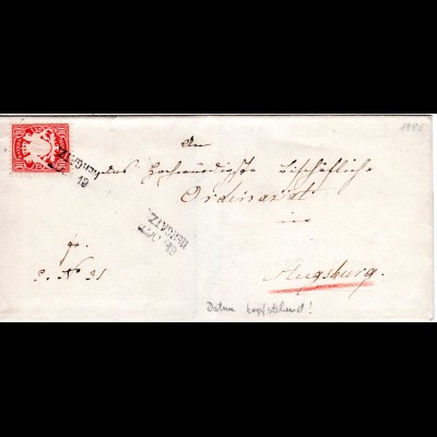 Bayern 1880, L2- Aushilfstempel HERGATZ m. kopfsteh. Datum auf Brief m. 10 Pf.