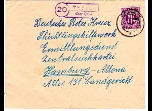 AM-Post 1945, Landpost Stpl. 20 THÖREN über Celle auf Brief m. 12 Pf. 
