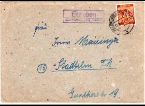 1947, Landpost Stpl. ETZLEBEN über Heldrungen (Unstrut) auf Brief m. 24 Pf.
