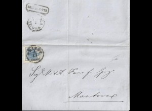 Österreich 1857, breitrandige 9 Kr. auf Brief v. Triest nach Mantova. #S58