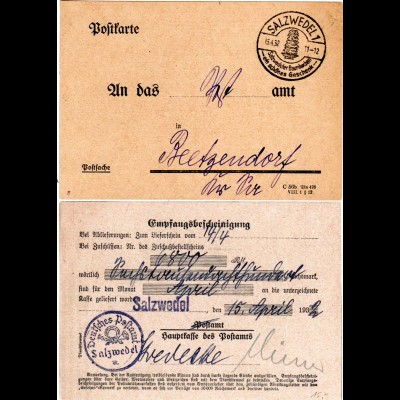 DR 1932, Portofreie "Postsache" (Empfangsbescheinigung) v. Salzwedel