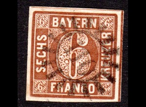 Bayern 4 II1, MR 110 GLEUSSEN zentr. auf breitrandiger 6 Kr. Typ 2 Pl. 1