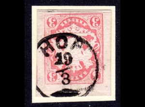 Bayern 12, breitrandige 3 Kr. auf Briefstück m. klarem Zier-K1 HOF. Geprüft
