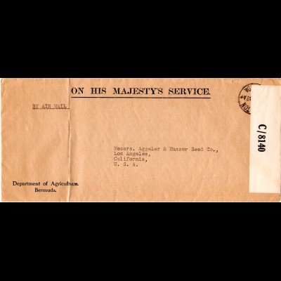 Bermuda 1943, Department of Agriculture, portofreier Brief v. Hamilton n. USA