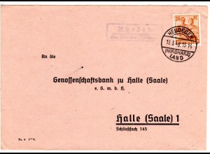 1948, Landpost Stpl. RHODEN über Heudeber auf Brief m. 24 Pf. 