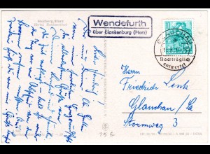 1959, Landpost Stpl. WENDEFURTH über Blankenburg auf AK m. 10 Pf.