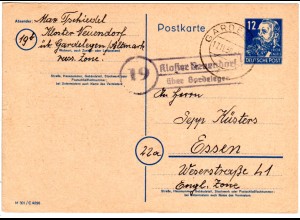 DDR 1950, Landpost Stpl. KLOSTER NEUENDORF über Gardelegen auf 12 Pf. Ganzsache