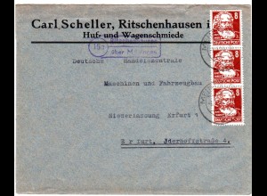 DDR 1953, Landpost Stpl. RITSCHENHAUSEN über Meiningen auf Brief m. 3x8 Pf.