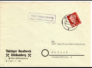 DDR 1953, Landpost Stpl. GLEICHAMBERG über Hildburghausen auf Brief m. 24 Pf.