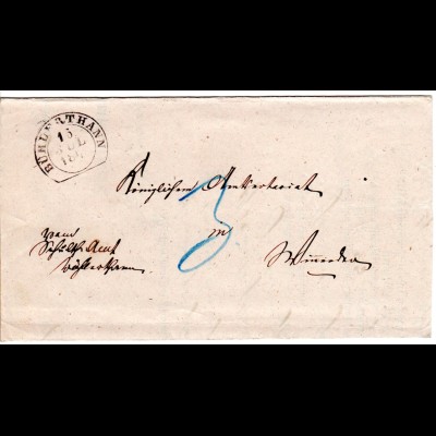 Württemberg 1870, Steigbügelstpl. BÜHLERTHANN auf Porto Brief nach Winnenden