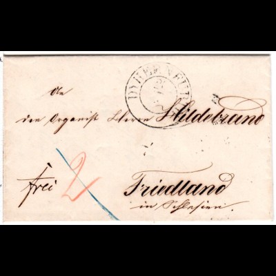 Preussen 1847, K2 DYHERNFURTH auf kl. Franko Brief v. Grosse n. Friedland