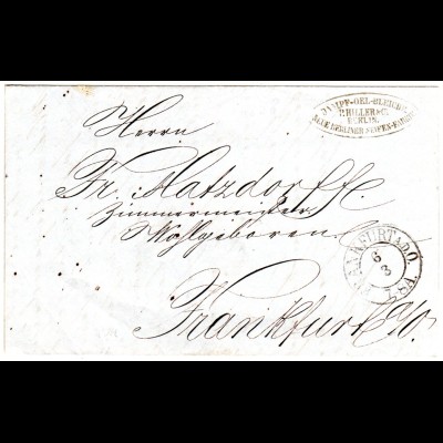 Preussen 1858, K2 FRANKFURT A.D.O. auf Orts Brief m. Absender v. Berlin!