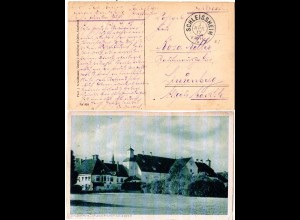 Bayern 1917, Reservestempel SCHLEISSHEIM R auf sw-AK m. Schlosswirtschaft