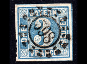Bayern 2 II4, breitrandige 3 Kr. m. absolut zentrischem oMR 598