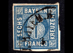 Bayern 10, voll-/breitrandige 6 Kr. m. Bahnpost-HKS