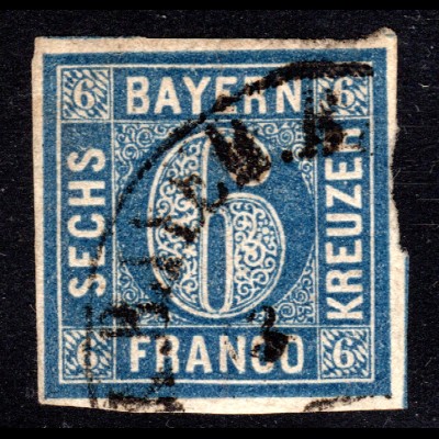 Bayern 10, voll-/breitrandige 6 Kr. m. Bahnpost-HKS