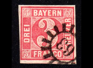 Bayern, MR 63 BURGEBRACH klar auf voll-/breitrandiger 3 Kr. 
