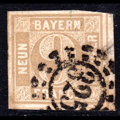 Bayern 11, breitrandige 9 Kr. braun m. beginnender Randlinienaufspaltung 