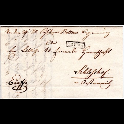 Lombardei 1833, R1 CREMA auf Brief n. Schlosshof Nieder-Österreich