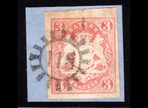 Bayern, MR 118 ESLARN auf Briefstück m. breitrandiger 3 Kr.