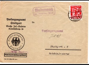 DR 1935, Landpost Stpl. WALDRENNACH über Neuenbürg auf Amts Brief m. 12 Pf. 