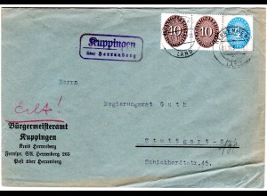 DR 1935, Landpost Stpl KUPPINGEN über Herrenberg auf Bürgermeister Dienst Brief 