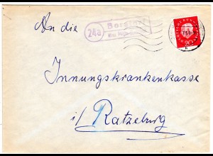BRD 1960, Landpost Stpl. 24a BORSTORF über Mölln auf Brief m. 20 Pf.