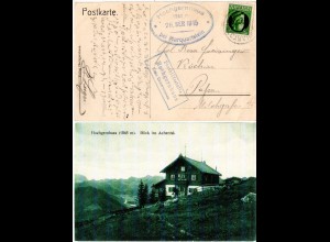 Bayern 1915, Posthilfstelle HOCHGERNHAUS Taxe Unterwessen auf sw-AK m. 5 Pf