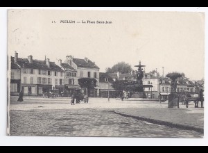 Frankreich 1912, Melun, Pl. St. Jean avec magasins et personnes. #348