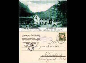 Bayern 1904, Posthilfstelle SCHNEIZLREUTH Taxe Melleck auf sw-AK m. 5 Pf.