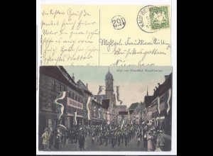 Kaufbeuren 1910, Gruss v. Tänzelfest, Farb AK gebr. m. 5 Pf.. #706