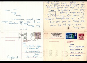 GB 1972, 9d added on 8 Pf. Berlin reply card from London to Munich.