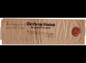 GB 1907, 1d Streifband Ganzsache v. London n. Bayern m. Evening Standard Zudruck